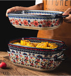 Vintage Style Pottery Bakeware Ceramic Casserole Dish Baking Pan Lasagna Pans - Image 6