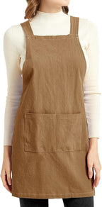ELEZAY Aprons for Women with Pockets Plus Size Comfort Cross Back No Tie Cotton by ELEZAY