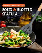 Pack of 2 Silicone Spatula, Non Stick Cooking Utensil Set Wooden Handle Kitchen - Image 6