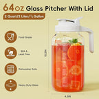 Glass Mason Jar Pitcher, 64 oz Wide Mouth Jug - Image 2