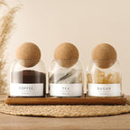 Glass Jars with Cork Lids, 3 Pack Small Decorative Jars with Acacia Tray - Image 2