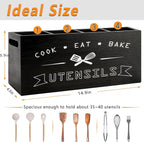 Extra Large and Durable Black Wooden Kitchen Utensil Holder - Image 2