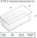 STORi SimpleSort 6-Piece Stackable Clear Drawer Organizer Set | 6" x 3" x 2" - Image 2