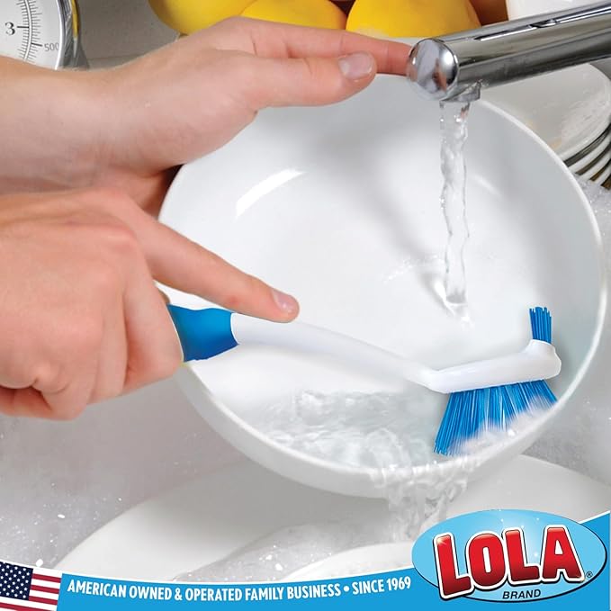 Dish Brush Kitchen Scrubber, 6 Pack, by LOLA, Has Stiff Bristles & Food Scraper - Image 4
