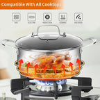 DELARLO Tri-Ply Stainless Steel Stock Pot, 5QT Non Stick Pots, Induction Ready - Image 3