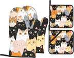 Cute Cats Oven Mitts with Matching Potholders by Unknown