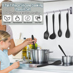 E-far Silicone Cooking Utensils Set, 7-Piece Black Heat Resistant Kitchen - Image 7