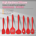Silicone Cooking Utensils Set, E-far 7-Piece Red Heat Resistant Kitchen - Image 2