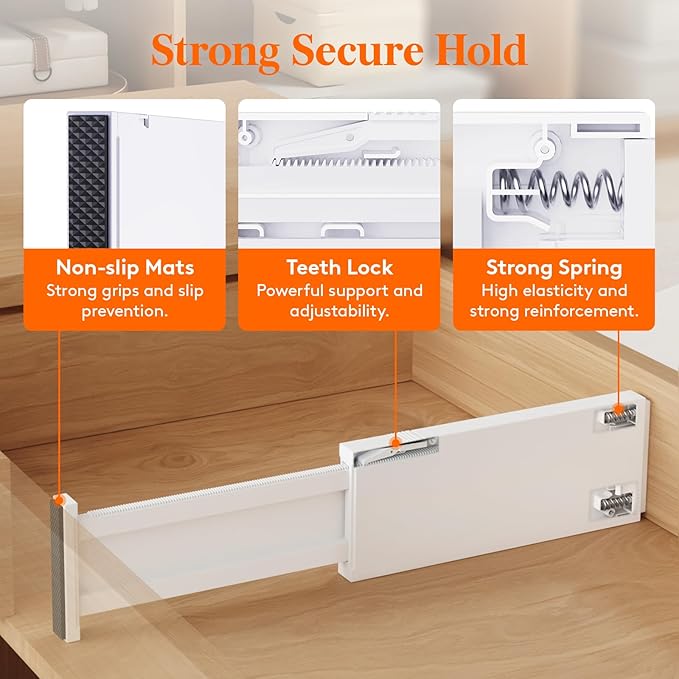 Lifewit 10 Pack 4" High Drawer Dividers 28-43.5cm/11-17" Adjustable Drawer - Image 5