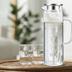 Hsei 2 Sets Glass Pitcher with Lid, 50 oz / 1500 ml Water Carafe with Handles - Image 6