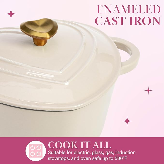 Paris Hilton Enameled Cast Iron Dutch Oven Heart-Shaped Pot - Image 3