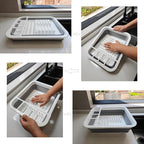 Collapsible Dish Drying Rack, Foldable Dinnerware Drainer Organizer - Image 3