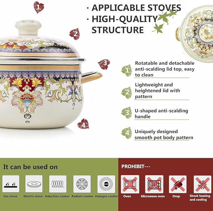 Retro Flower Enamel Stockpot - Image 6