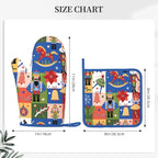 Christmas Nutcrackers Silicone Oven Mitts Pan Mats Set of 2, Heat Resistant - Image 3