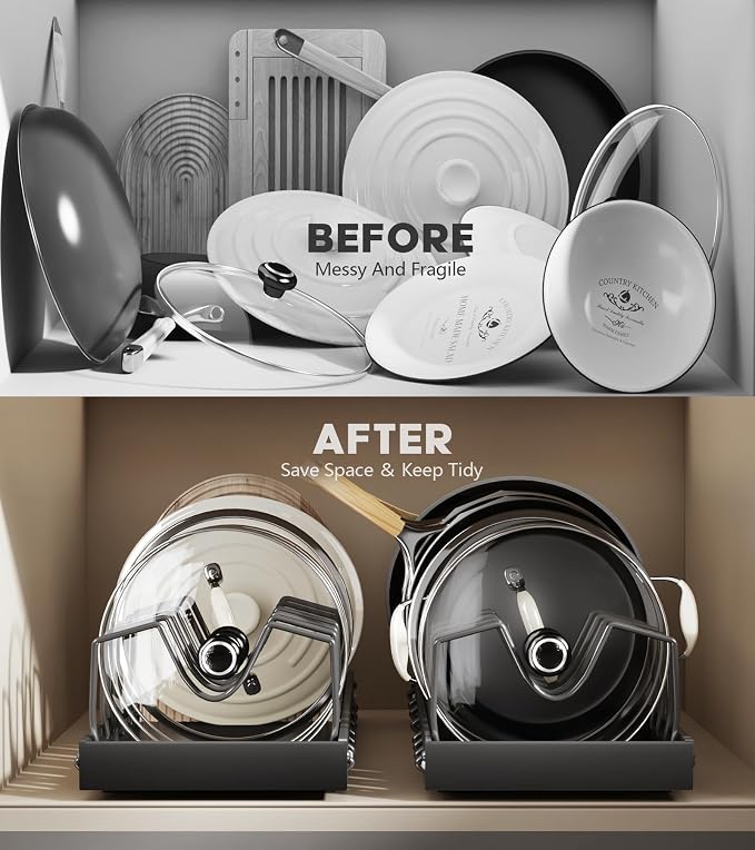 Pull Out Pots and Pans Organizer Under Cabinet, Expandable Sliding Lid Holder - Image 6