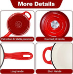 HaSteeL 2 QT Cast Iron Saucepan, Mini Enamel Dutch Oven - Image 6
