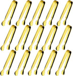 15PCS Mini Tongs for Serving, Metal Tong Stainless Steel Gold Tongs, 4.25Inch by Sunenlyst