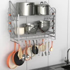 VyGrow 28 Inch Pot Rack Wall Mounted, 2 Tier Pots and Pans Organizer by VyGrow