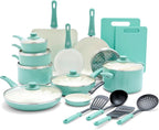 GreenLife Soft Grip 23 Piece Kitchen Cookware Pots and Frying Saucepans Set by GreenLife