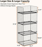 4 Tier Stackable Closet Organizers and Storage Shelves, Foldable Closet Shelf - Image 3