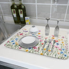 Giwawa Spring Floral Dish Drying Mat 18"x24" Watercolor Summer Wildflower Dish - Image 6