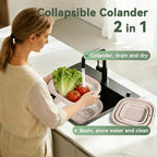 Collapsible Colander and Sink Basin Set - 2 in 1 Collapsible Colander Strainer - Image 3