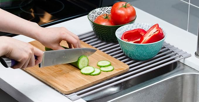 Surpahs 20.5 x 13.1 Inch Roll-Up Dish Drying Rack, Fits Across Sink Openings up - Image 6