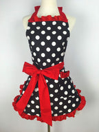 Hyzrz Cute Apron Retro Black Polka Dot Retro Ruffle Side Vintage Cooking Aprons - Image 2