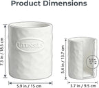 White Utensil Holder Set of 2 Ceramic Cooking Utensil Crock Modern Kitchen - Image 2