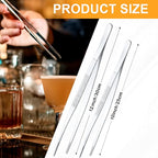 Yaomiao 4 Packs 12 Inch 10 Inch Bar Tweezers Silver Cocktail Tongs Long Garnish - Image 2