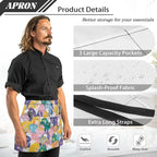 Server Apron with 3 Pockets, Waterproof Oil Waitress Waiter Half Apron - Image 6