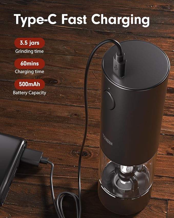 Upgraded Larger Capacity Electric Salt and Pepper Grinder Set Rechargeable - Image 3