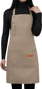 Apron for Men Women with Adjustable Straps and Large Pockets, Canvas Cotton by LOYGLIF