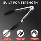 Kitchen Tongs with Silicone Tips Set of 3 Heat Resistant Tongs - Image 4