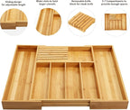 VaeFae Bamboo Silverware Drawer Organizer Kitchen, Expandable Utensil Organizer - Image 4