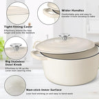 TeamFar Enameled Cast Iron Dutch Oven, 7qt Dutch Oven Pot Nonstick Cookware - Image 3