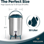 Vollum Stainless Steel Insulated Beverage Dispenser – Insulated Thermal Hot and - Image 4
