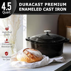MUELLER HOME 4.5 QT Enameled Cast Iron Dutch Oven, Heavy-Duty Casserole Dish - Image 2