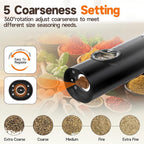 Electric Salt and Pepper Grinder Set, USB Rechargeable One Hand Operation - Image 4