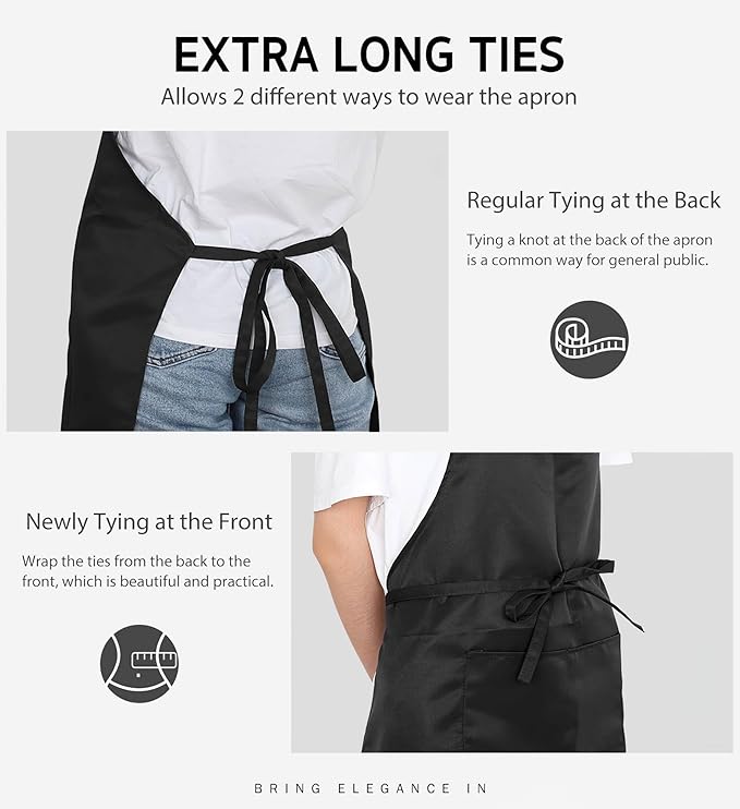 Syntus 12 Pack Bib Apron, Unisex Aprons Adjustable 100% Cotton - Image 6