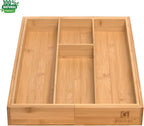 guiogc Bamboo Silverware Organizer, Expandable Kitchen Drawer Organizer and - Image 3