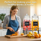 1.5 Gallon Glass Drink Dispenser Set of 2, Drink Dispensers - Image 4