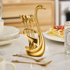 AnSaw Gold Small Coffee Spoon Holder Set, Swan Base - Image 6