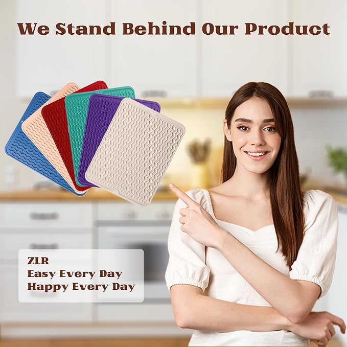 ZLR Silicone Dish Drying Mat 12" x 12" Square - Image 7