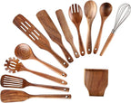 Kitchen Utensils Set, NAYAHOSE 12 Pcs Teak Wooden Cooking Spoons Spatula by NAYAHOSE