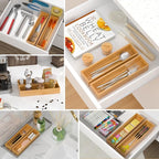 VeyFey Silverware Tray for Drawer, Stackable Kitchen Bamboo Drawer Organizer - Image 4