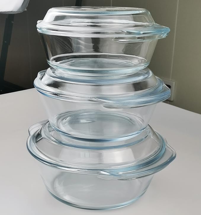 Casserole Baking Dish with 2 pcs, 1 QT large, Round with Handle and Lid - Image 6