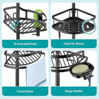 HAMITOR Corner Shower Caddy Tension Pole: Rustproof Stable 4-Tier Bathroom - Image 6