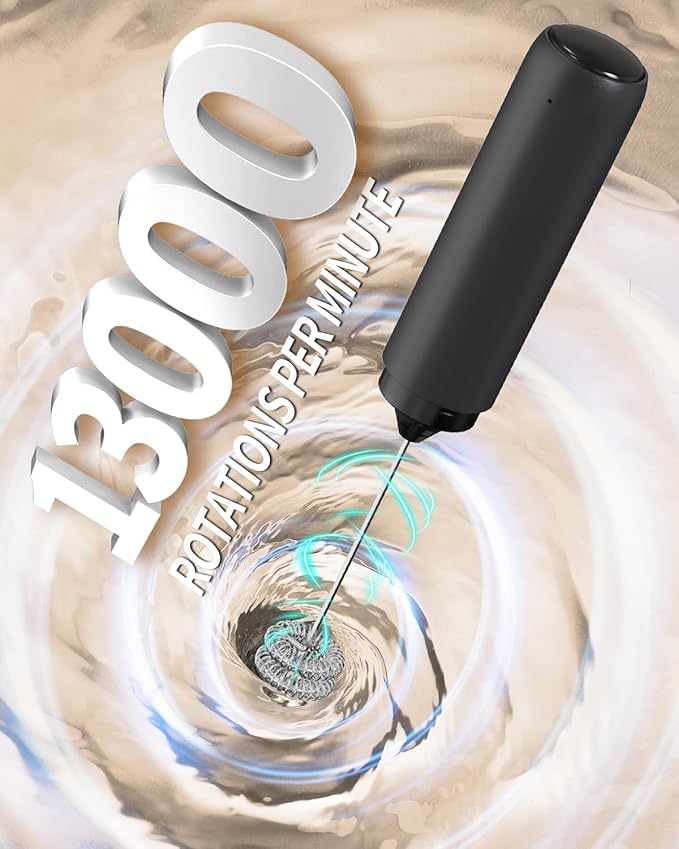 CIRCLE JOY Rechargeable Milk Frother Hanheld, Dual Coil Whisk Head Electric - Image 2