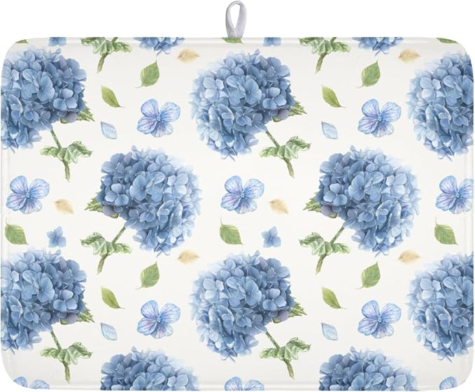 Spring Summer Hydrangea Dish Drying Mat by Unknown